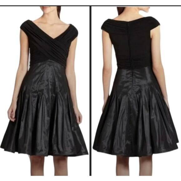 Tadashi Shoji Women's 4 Black Taffeta Fit and Flare Knee Length Dress NWT - Picture 1 of 11